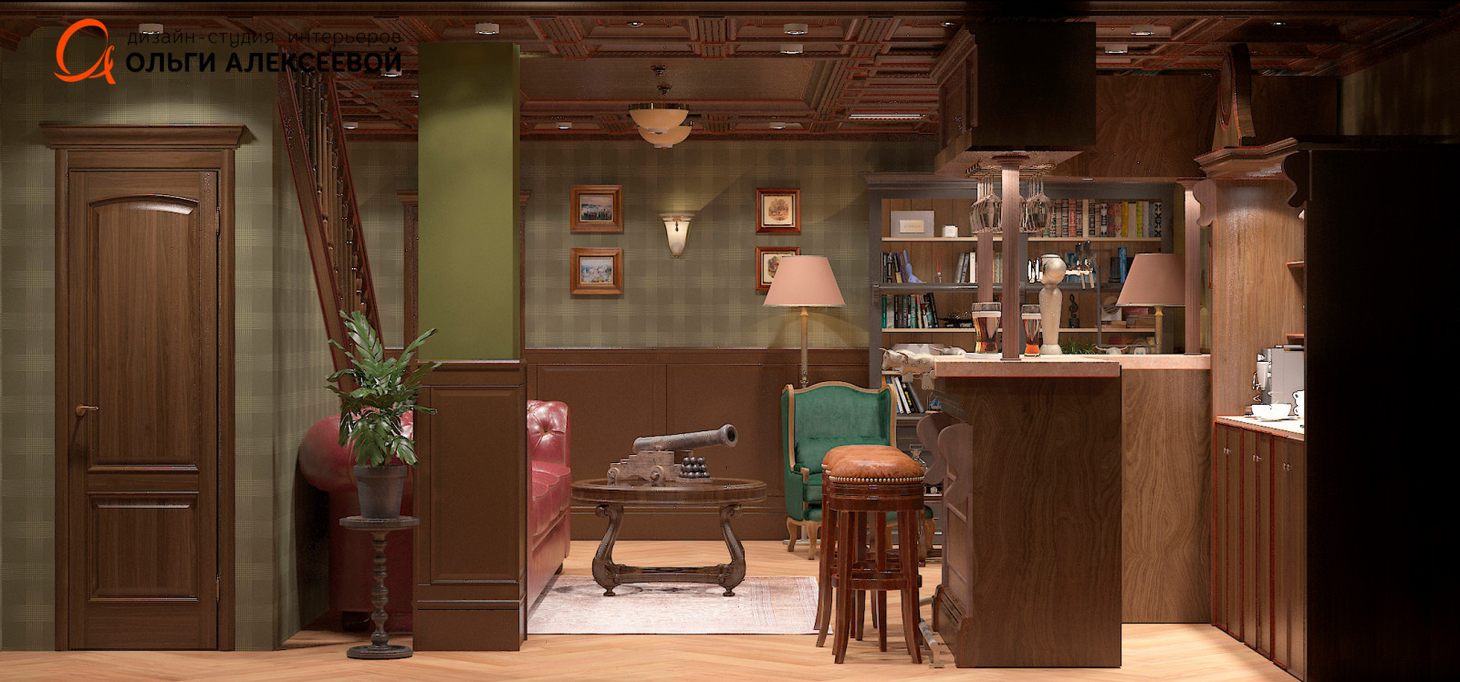 Мужской этаж в таунхаусе площадью 310,0м2.