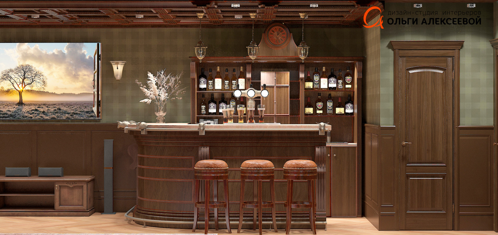 Мужской этаж в таунхаусе площадью 310,0м2.