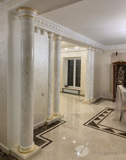 Декорирование гипсовых стеновых панно, панелей, пилястр и др.