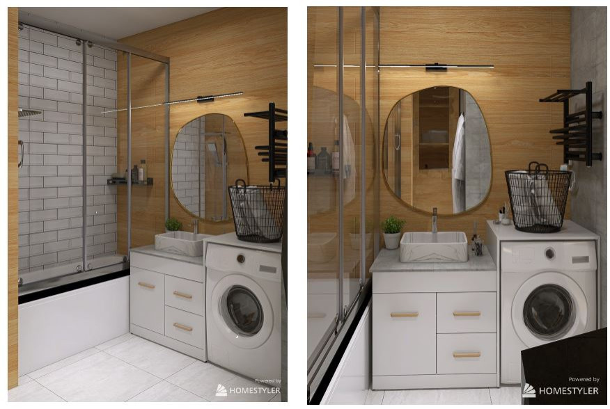 Проект квартиры 46,59 кв.м. (планировка, коллажи, 3D-визуализации)