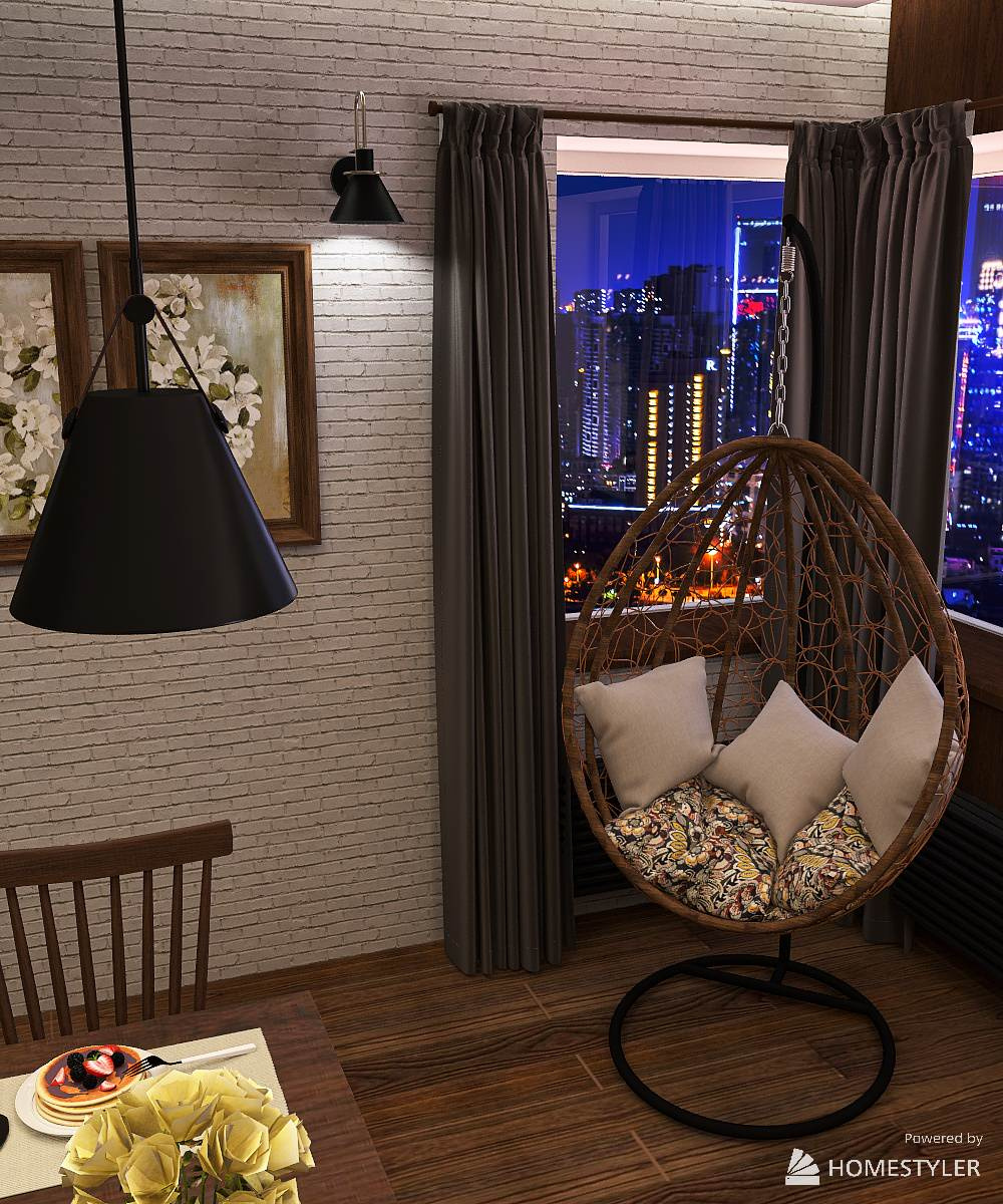 Эскизный проект гостиной (коллажи и 3D-визуализация)