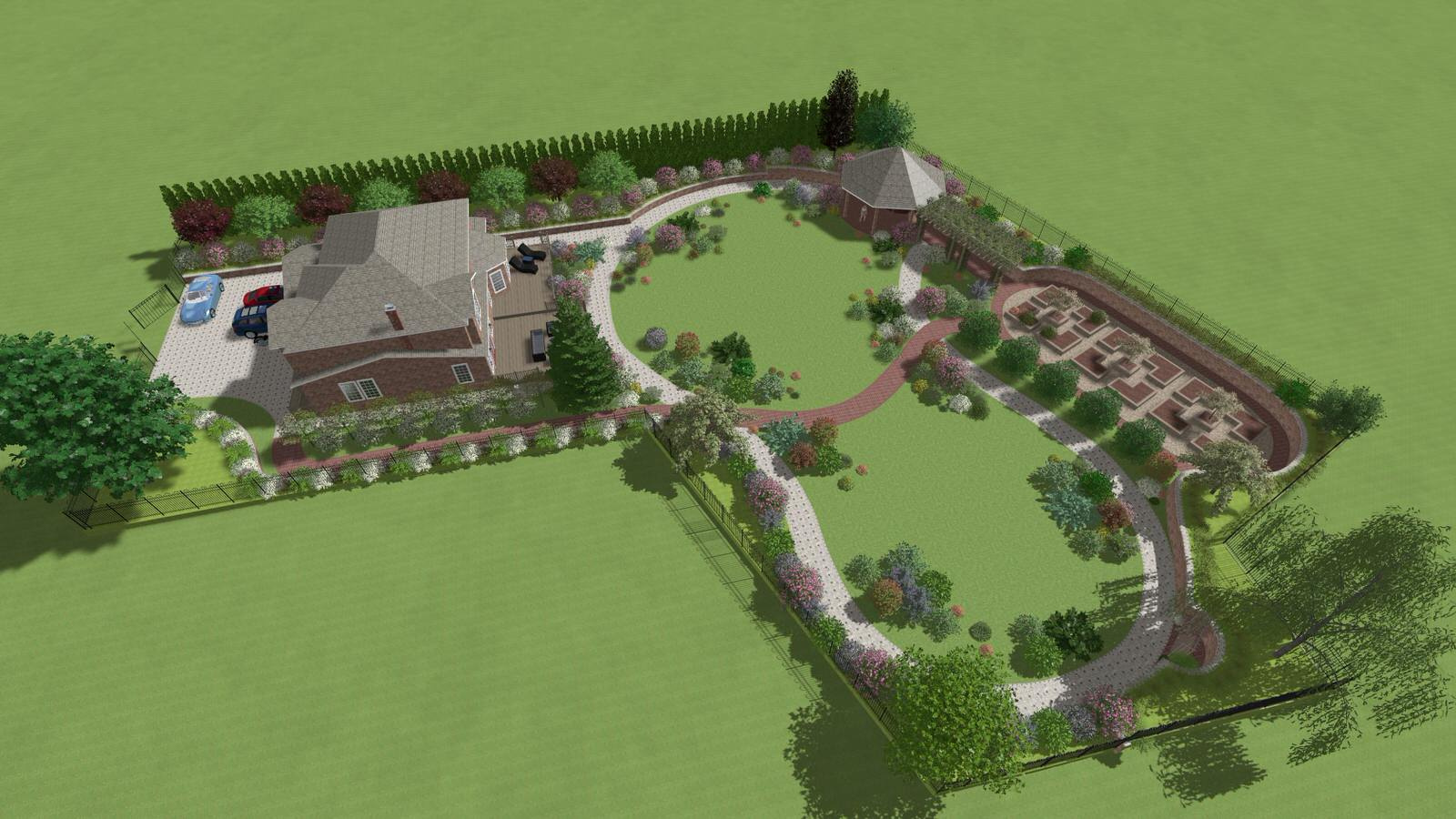 Загородный дом с цветущим садом