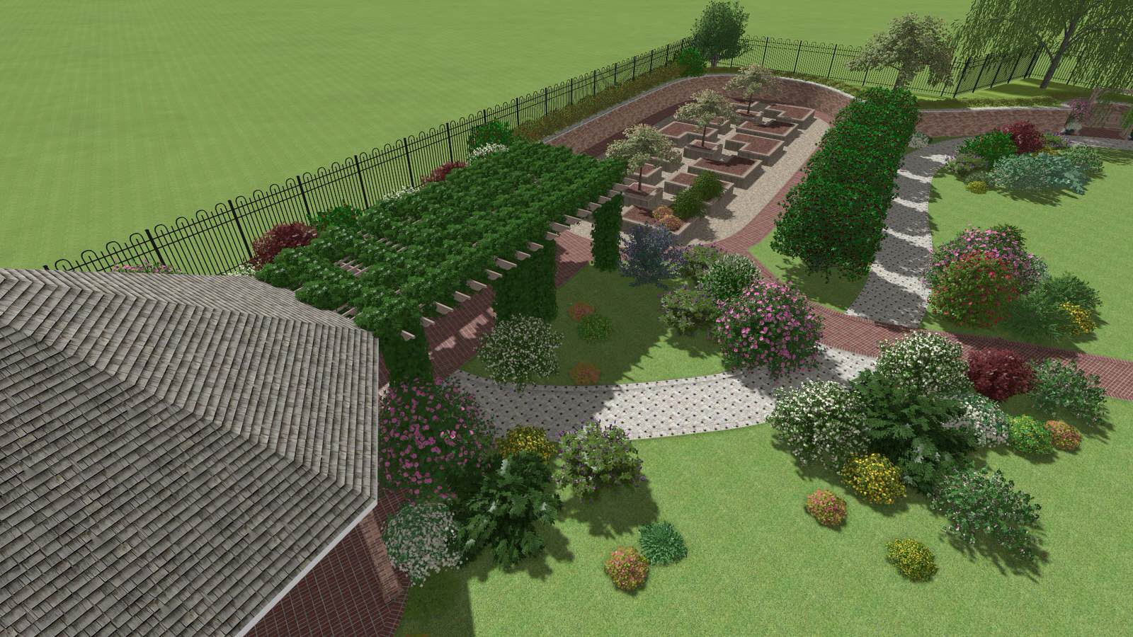 Загородный дом с цветущим садом