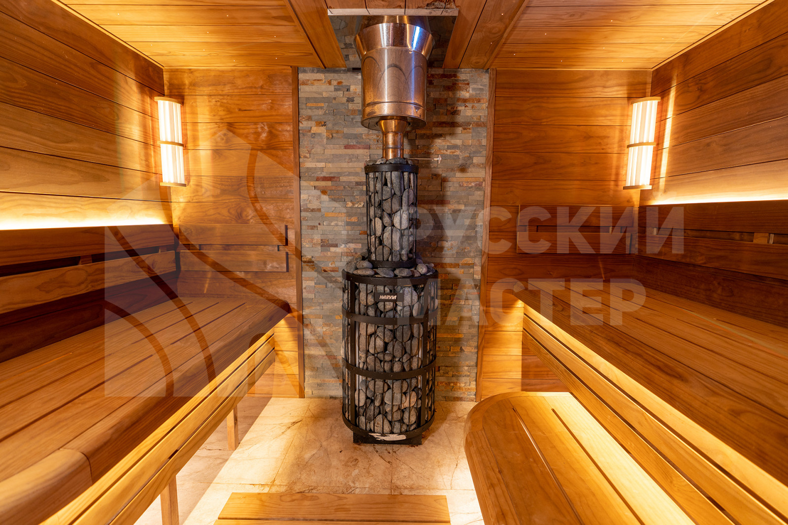 Фигурные 3D-полки и отделка из новозеландской сосны Пино Премио