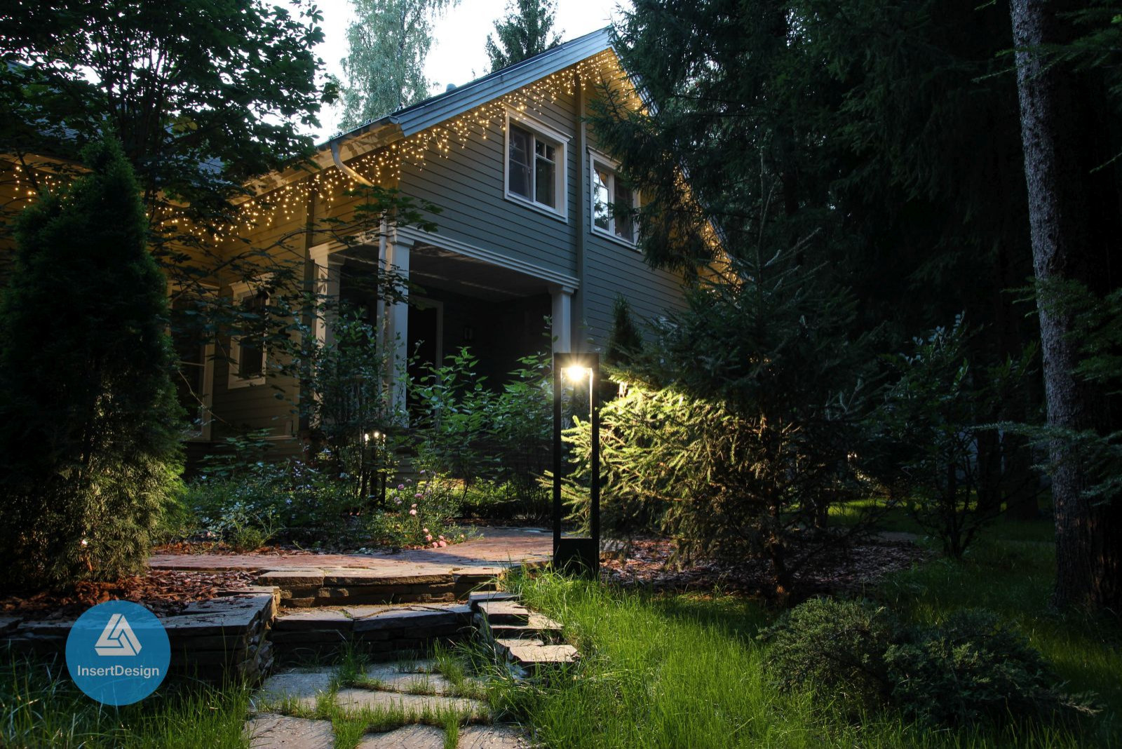 Ландшафтное освещение участка в КП Фортуна, Подмосковье