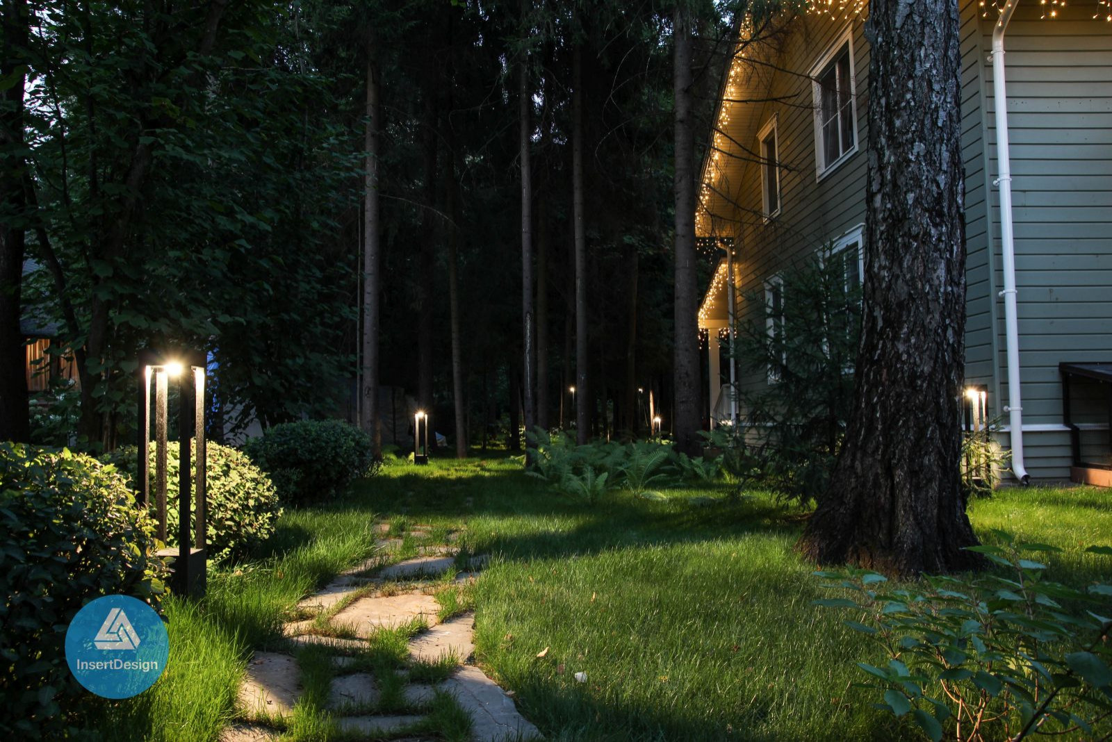 Ландшафтное освещение участка в КП Фортуна, Подмосковье