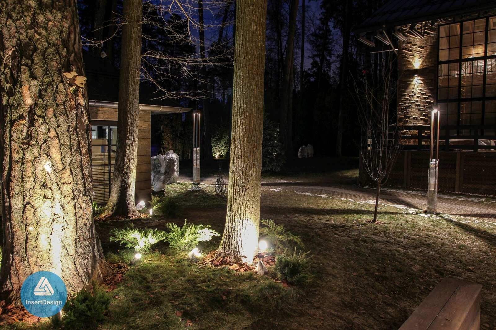 Ландшафтное освещение территории загородного дома в Архангельском, Подмосковье