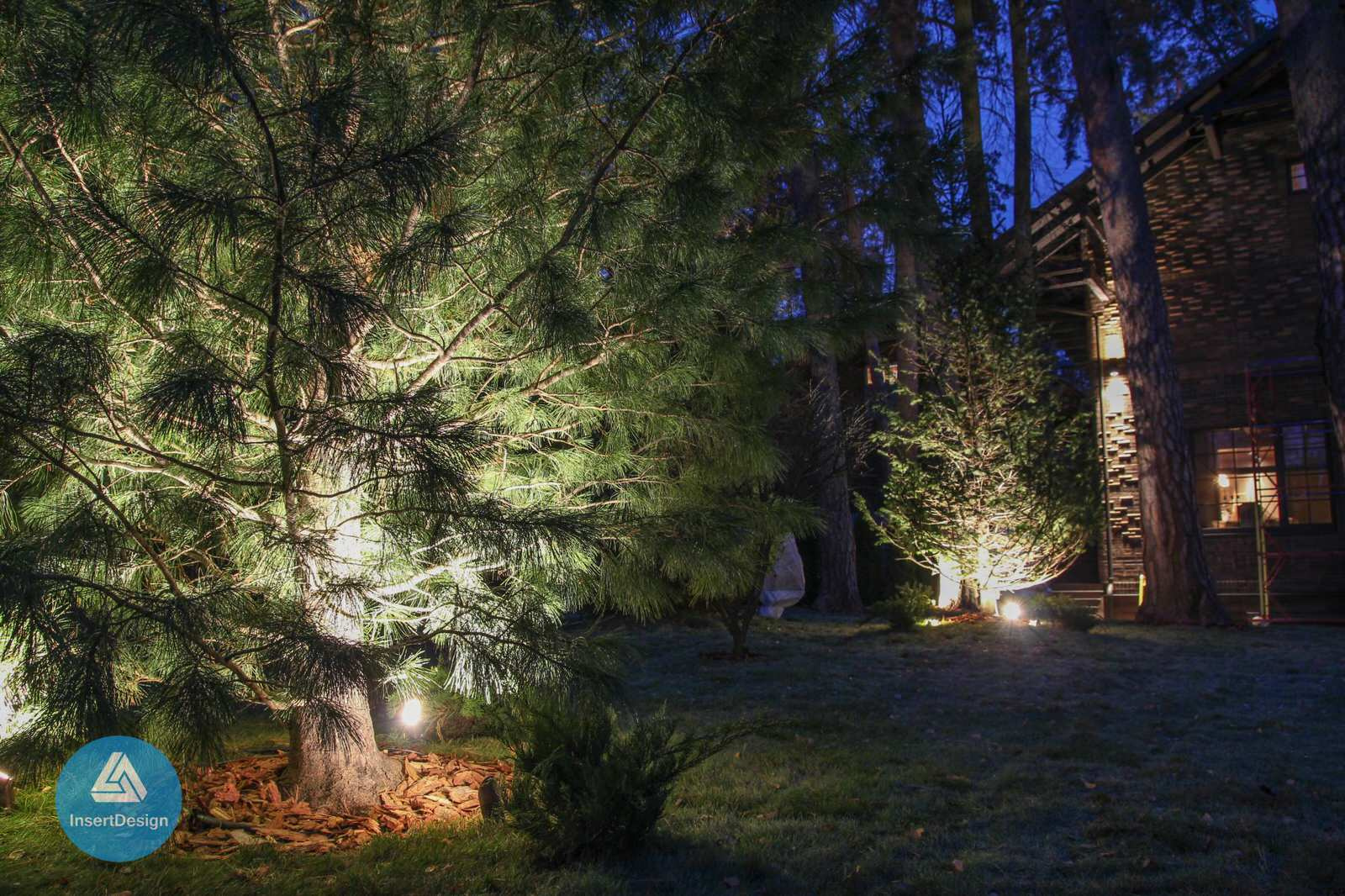 Ландшафтное освещение территории загородного дома в Архангельском, Подмосковье