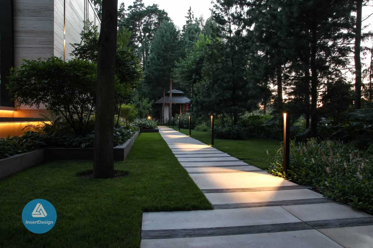 Ландшафтное освещение территории загородного дома в Николино, Подмосковье