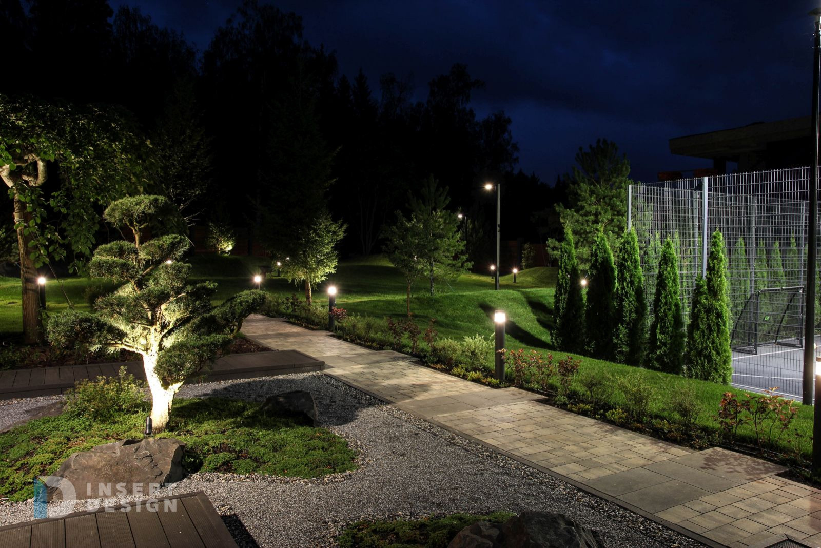 Ландшафтное освещение территории загородного дома в Степаньково, Подмосковье