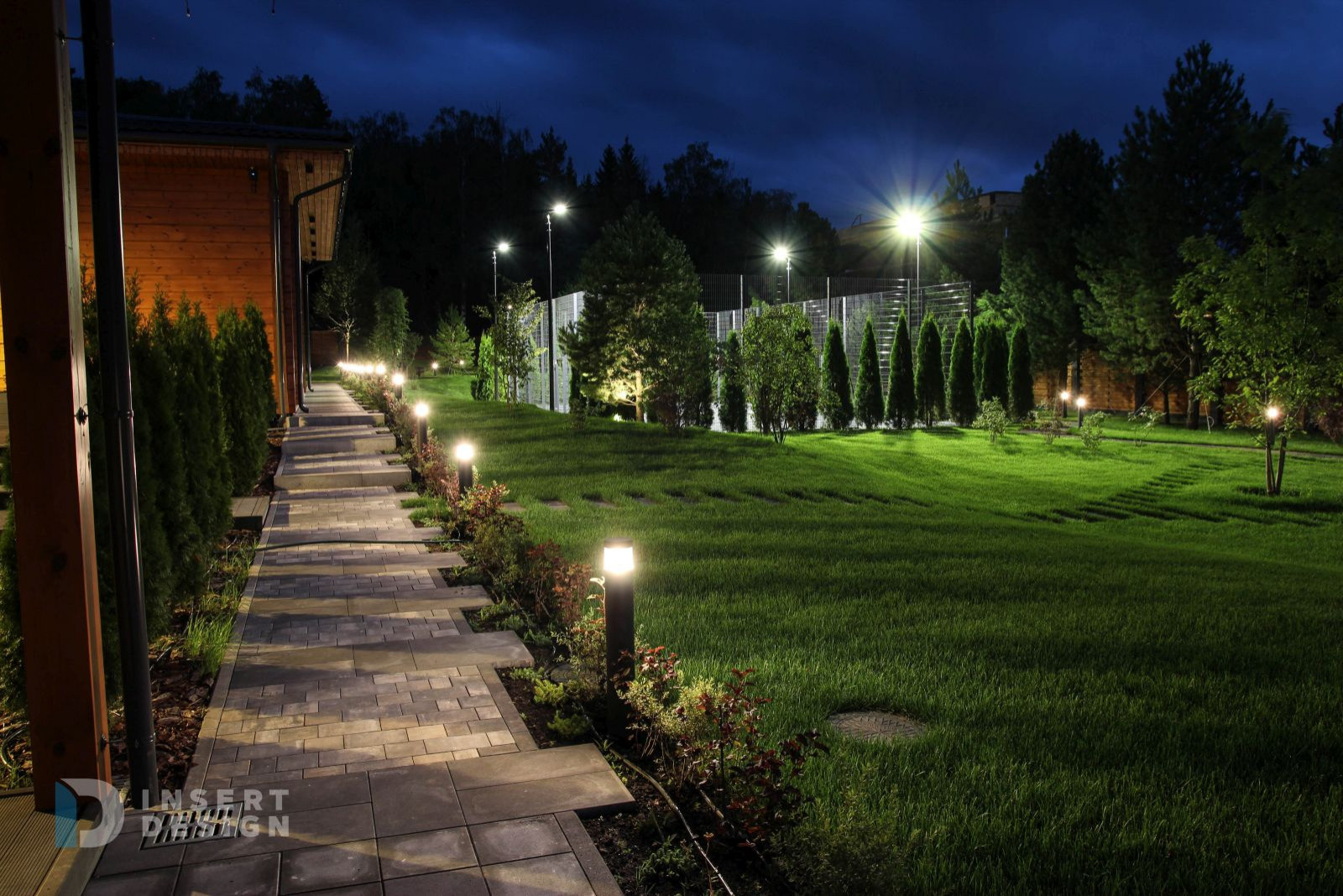 Ландшафтное освещение территории загородного дома в Степаньково, Подмосковье