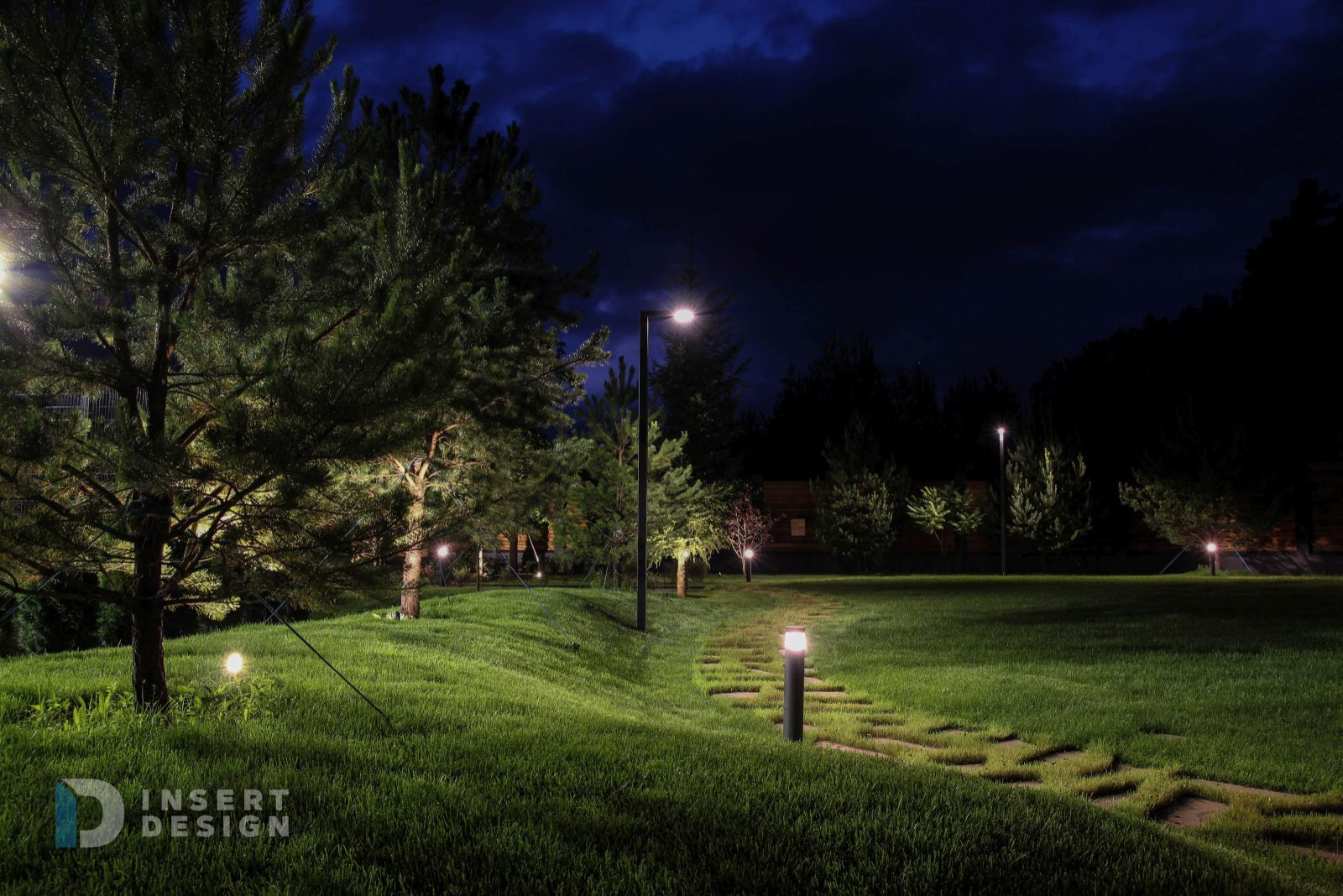 Ландшафтное освещение территории загородного дома в Степаньково, Подмосковье