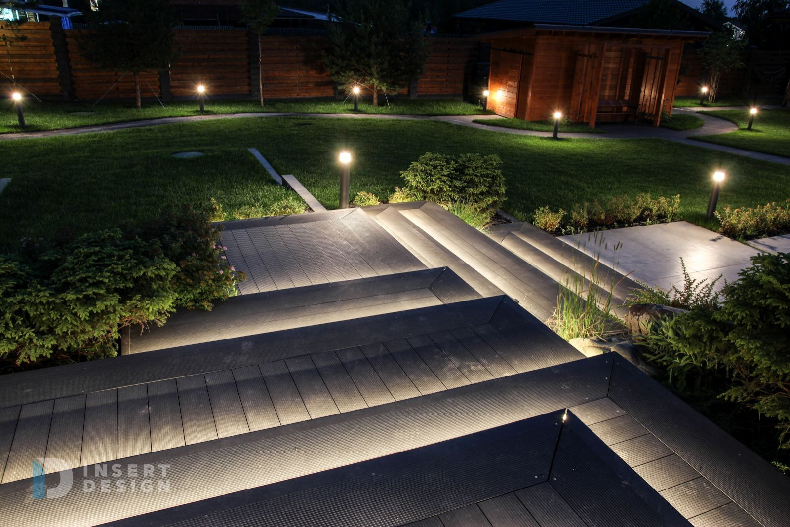 Ландшафтное освещение территории загородного дома в Степаньково, Подмосковье