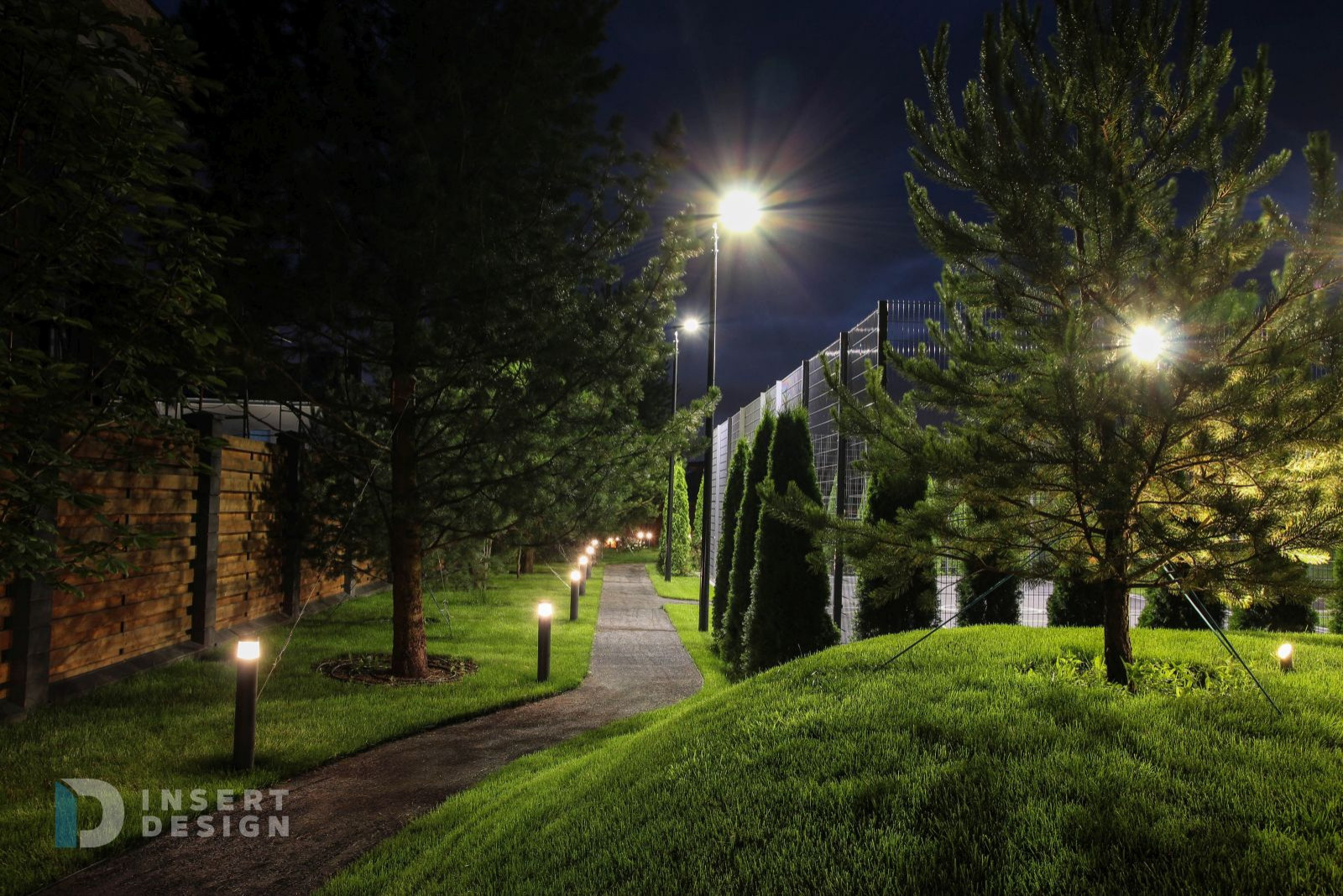 Ландшафтное освещение территории загородного дома в Степаньково, Подмосковье