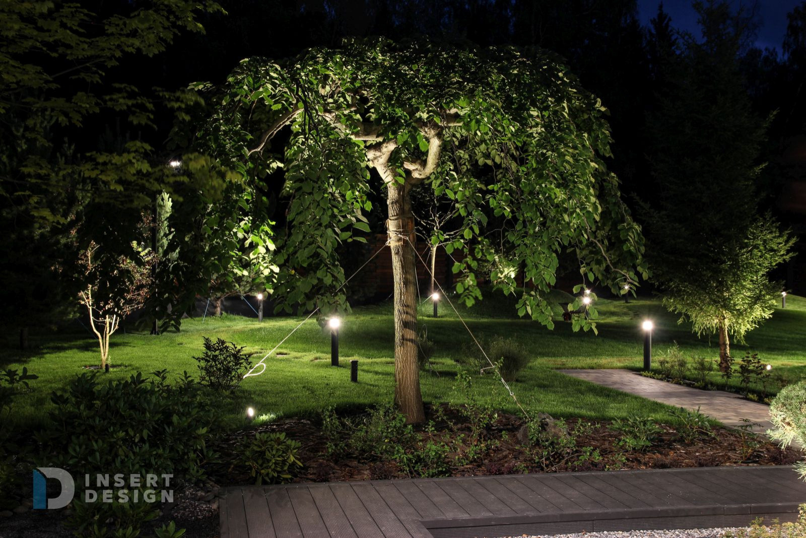 Ландшафтное освещение территории загородного дома в Степаньково, Подмосковье