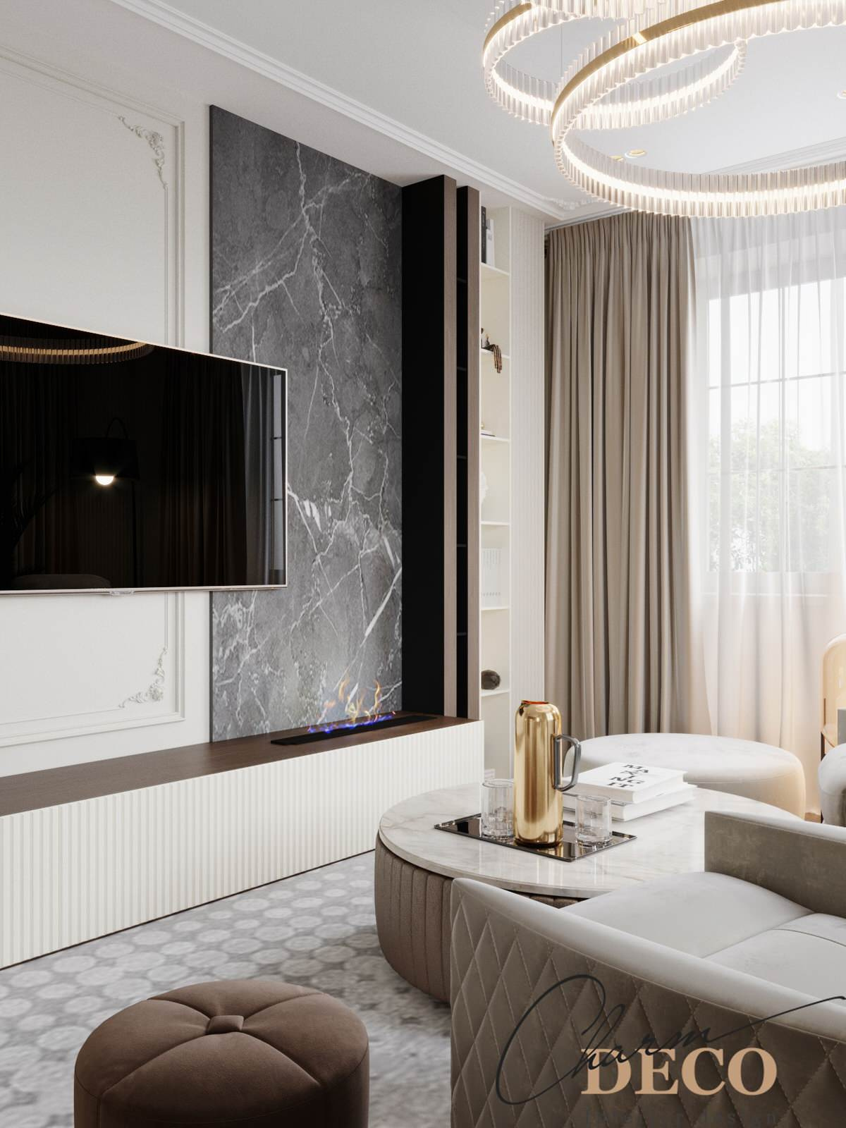 Зона отдыха в стиле неоклассика