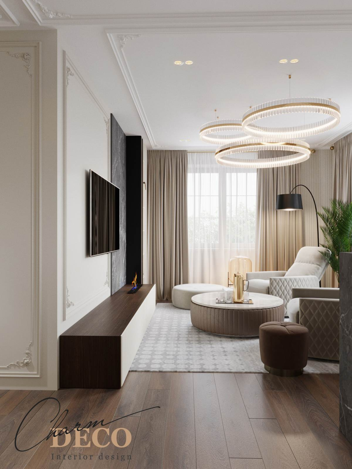 Зона отдыха в стиле неоклассика