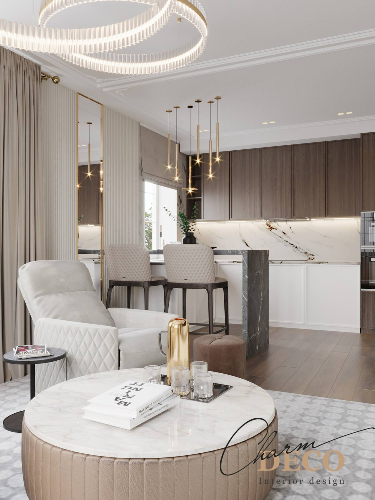 Зона отдыха в стиле неоклассика