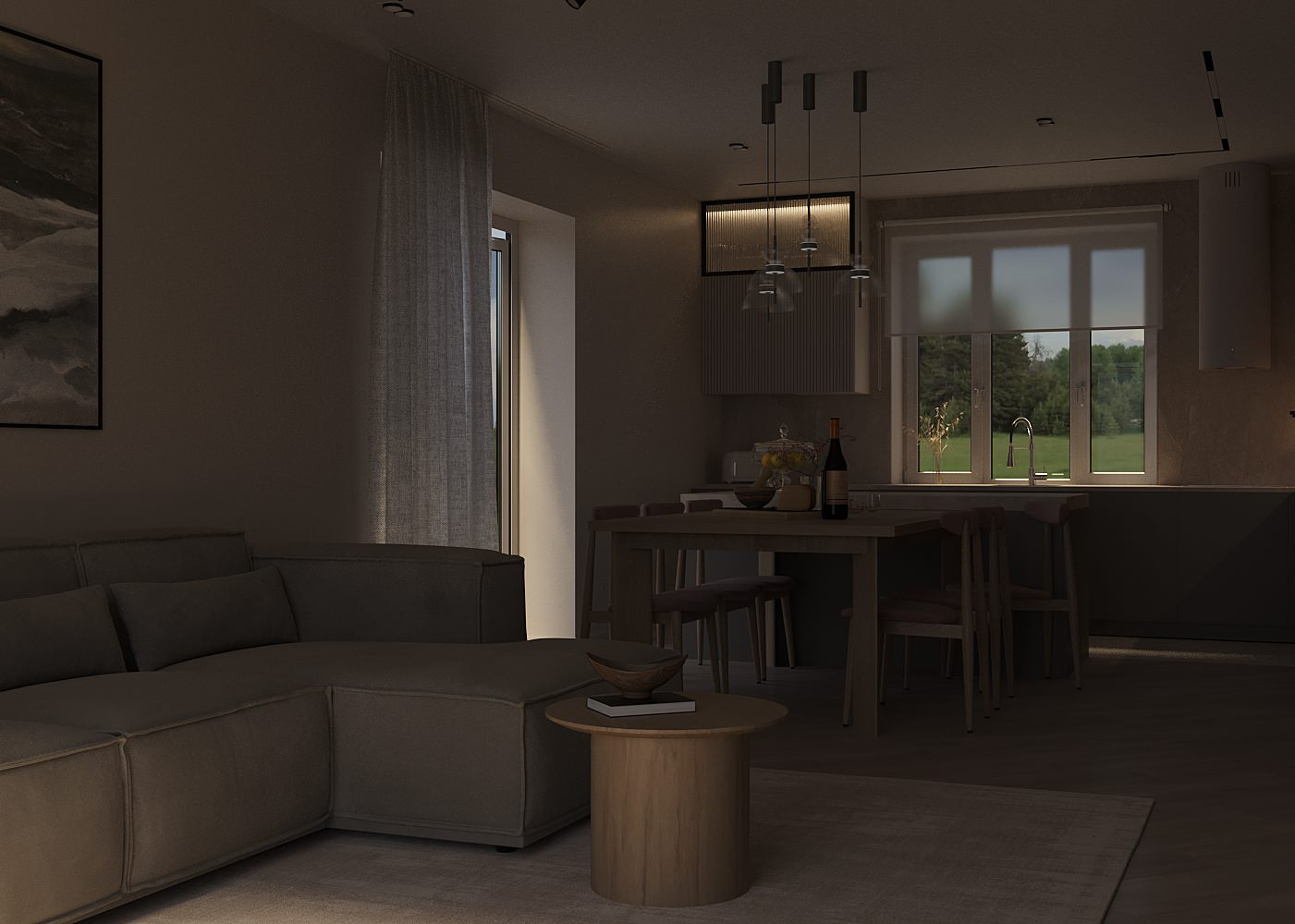 Кухня-гостиная в загородном доме