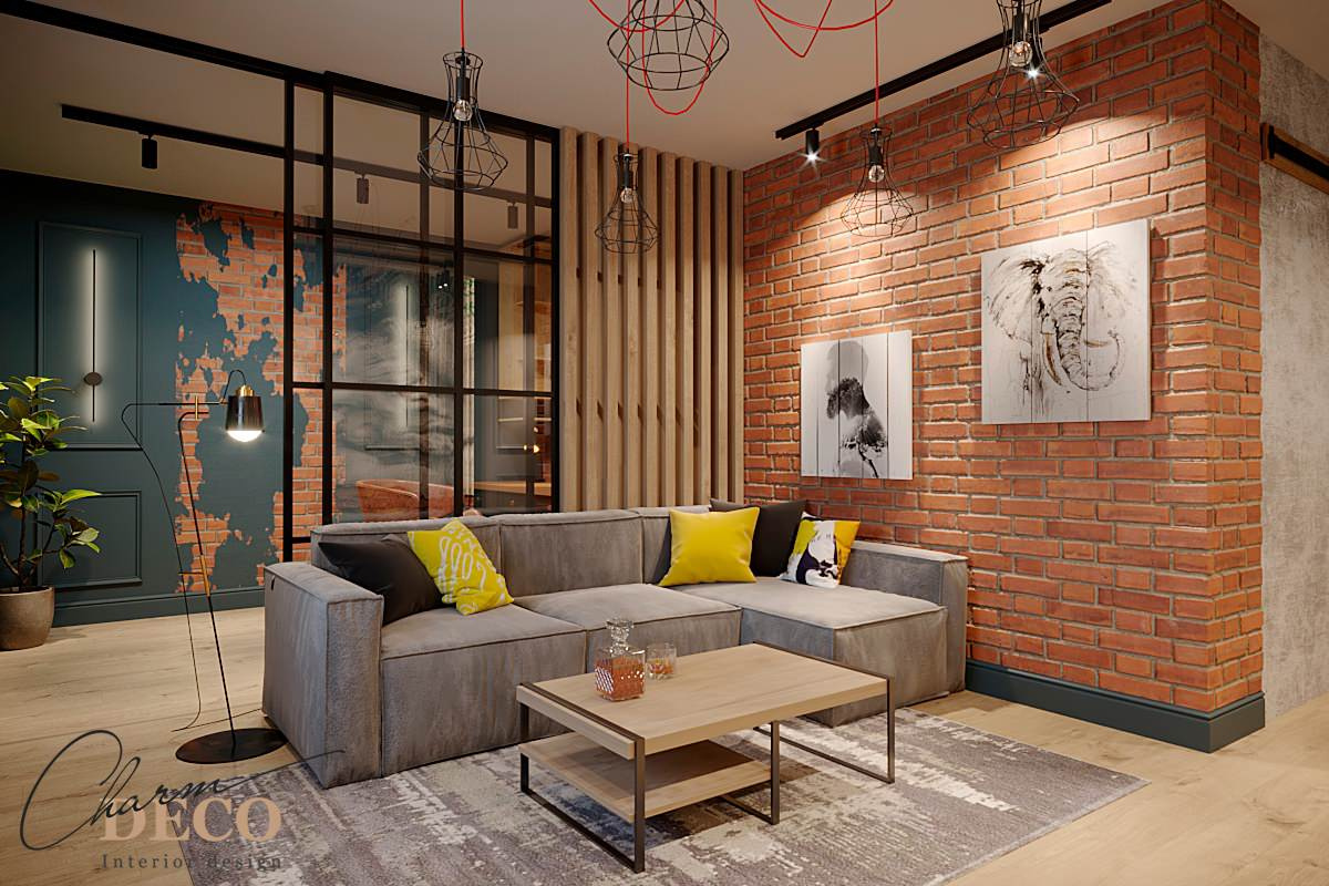 Гостинная в стиле лофт