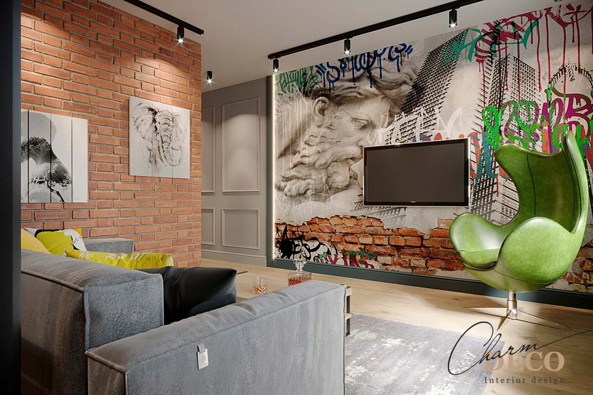 Гостинная в стиле лофт
