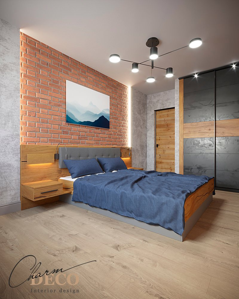 Спальня в стиле лофт