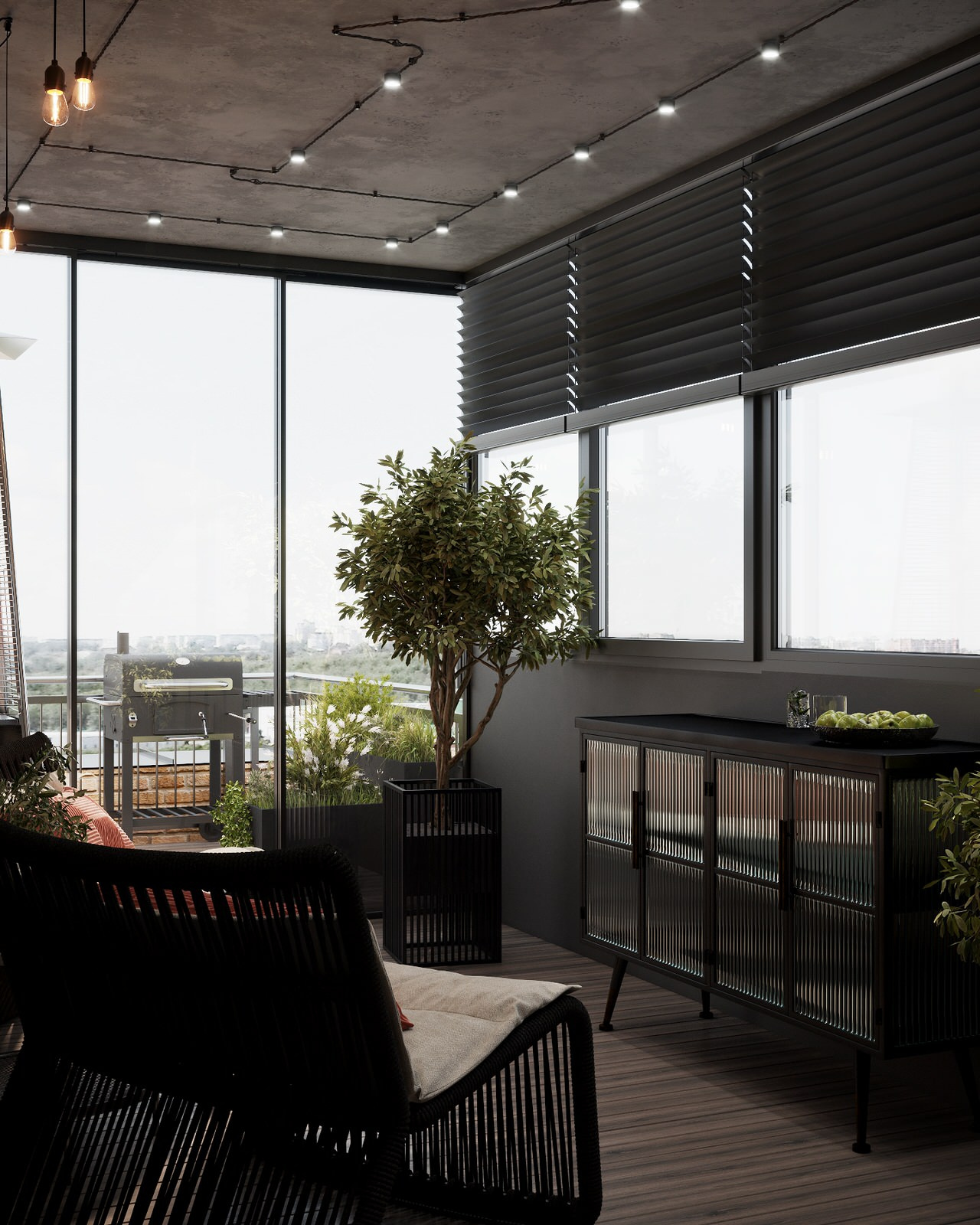 Монохромная квартира с террасой.