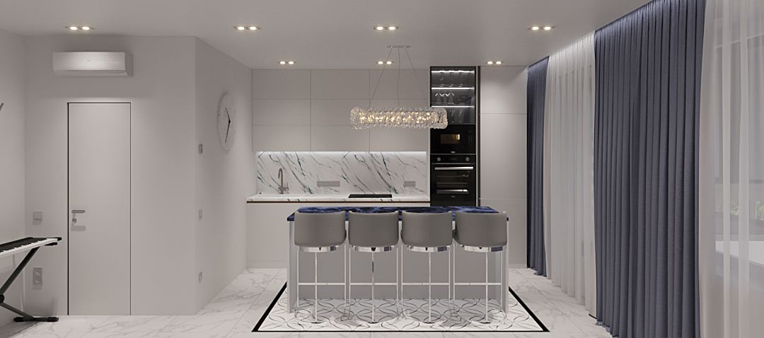 Интерьер Квартиры 84 м2 в Москве в современном минимализме.  Жк Настроение