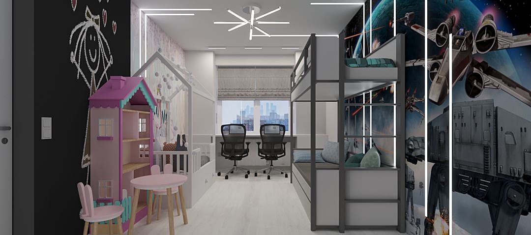 Интерьер Квартиры 84 м2 в Москве в современном минимализме.  Жк Настроение