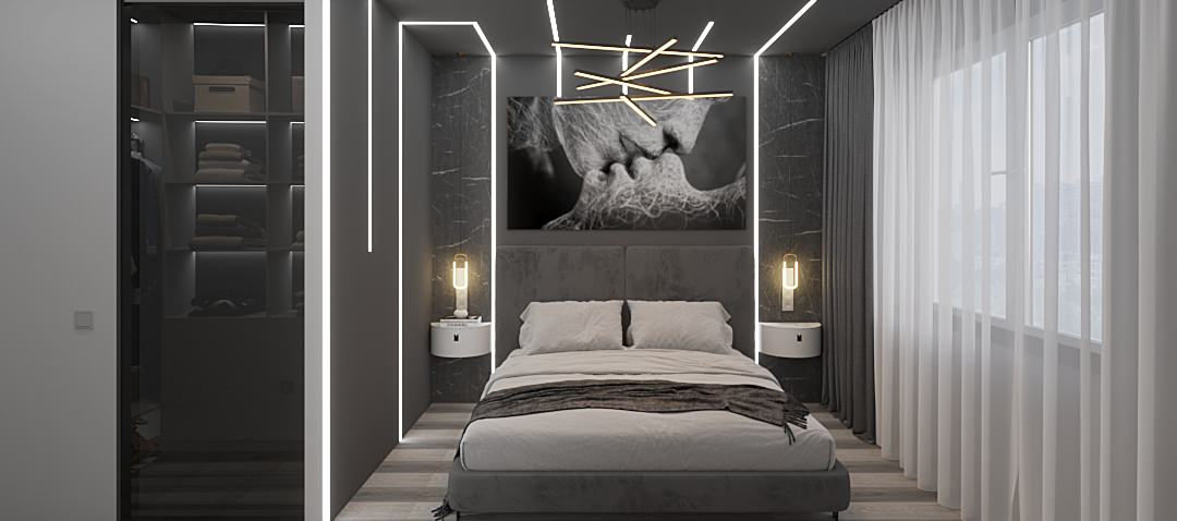 Интерьер Квартиры 84 м2 в Москве в современном минимализме.  Жк Настроение