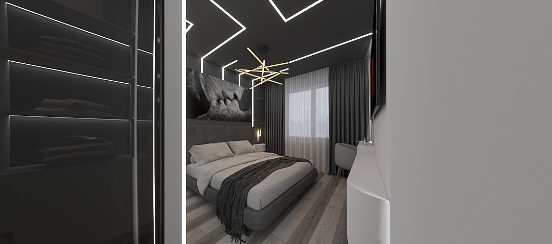 Интерьер Квартиры 84 м2 в Москве в современном минимализме.  Жк Настроение