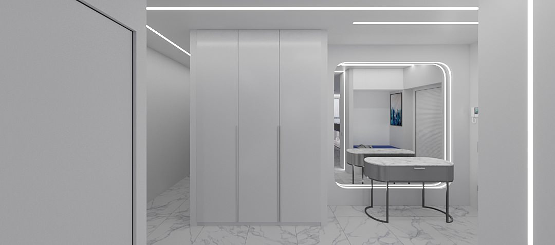 Интерьер Квартиры 84 м2 в Москве в современном минимализме.  Жк Настроение