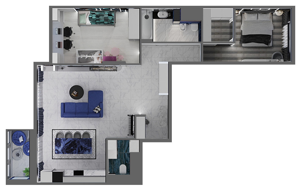 Интерьер Квартиры 84 м2 в Москве в современном минимализме.  Жк Настроение