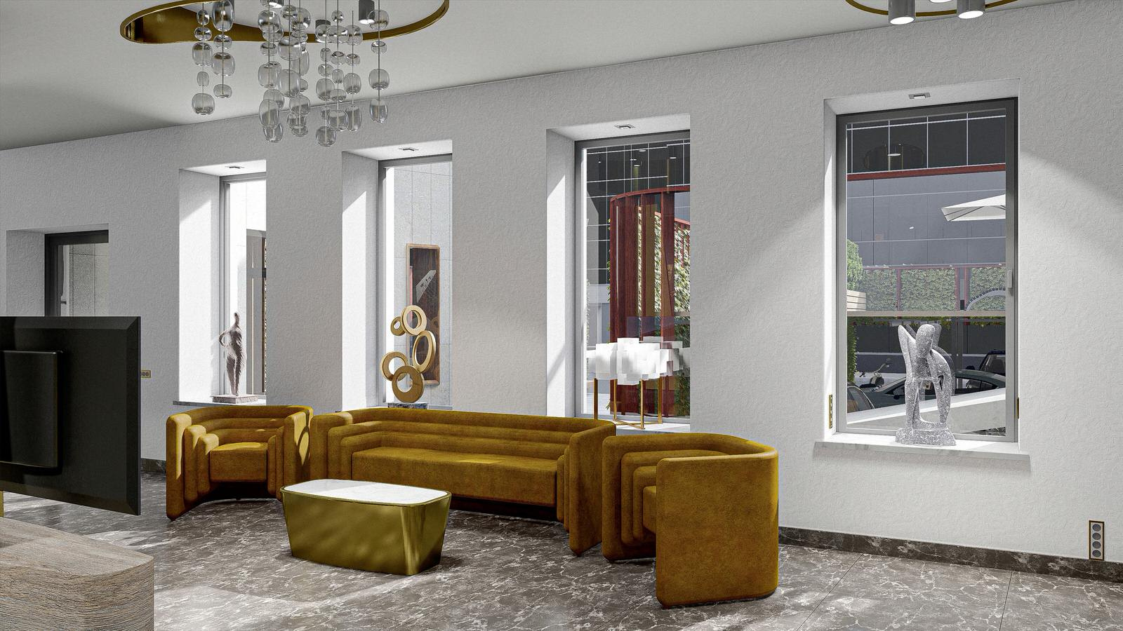 Apart hotel vestibule                       Вестибюль апарт-отеля