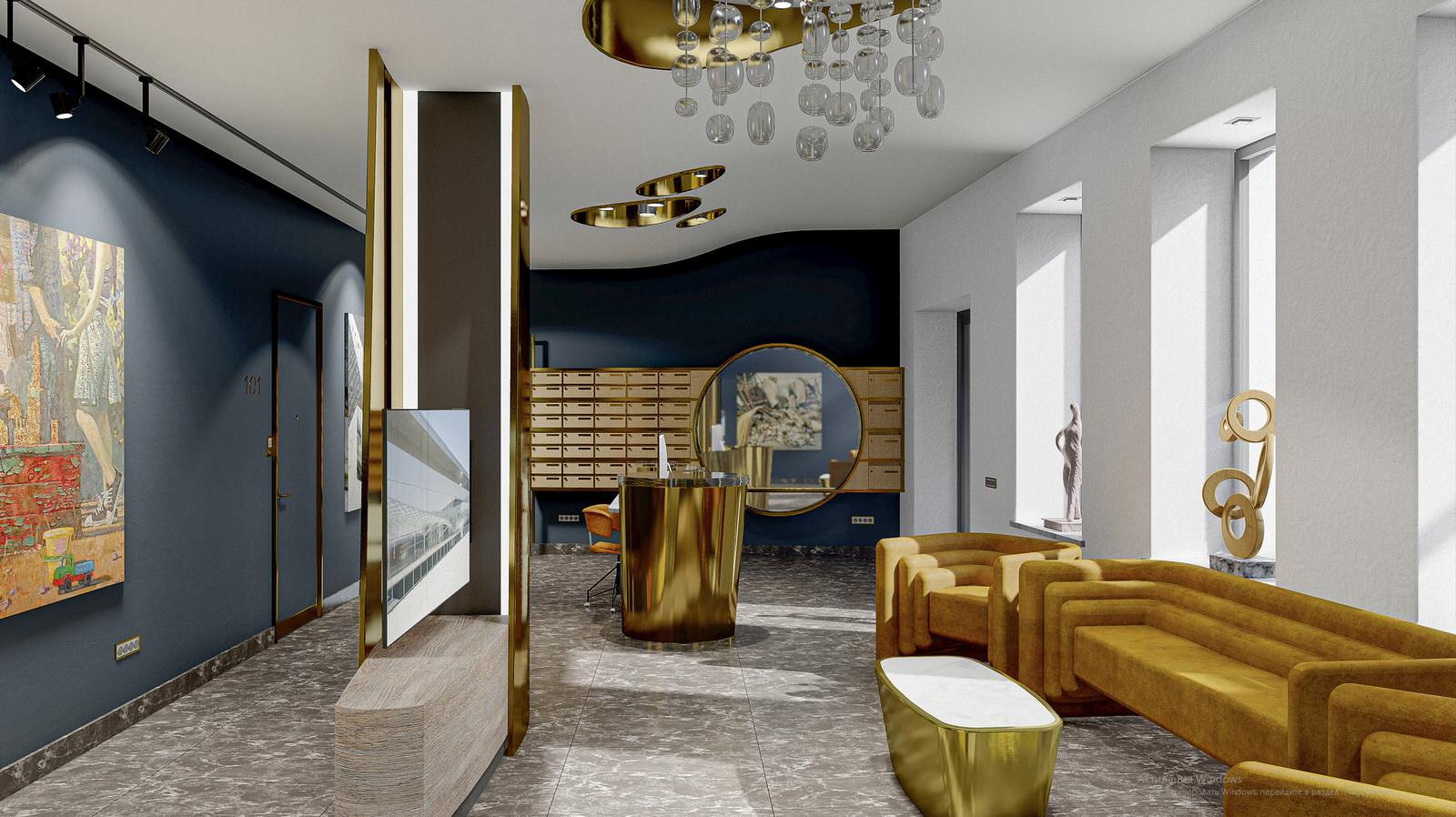 Apart hotel vestibule                       Вестибюль апарт-отеля