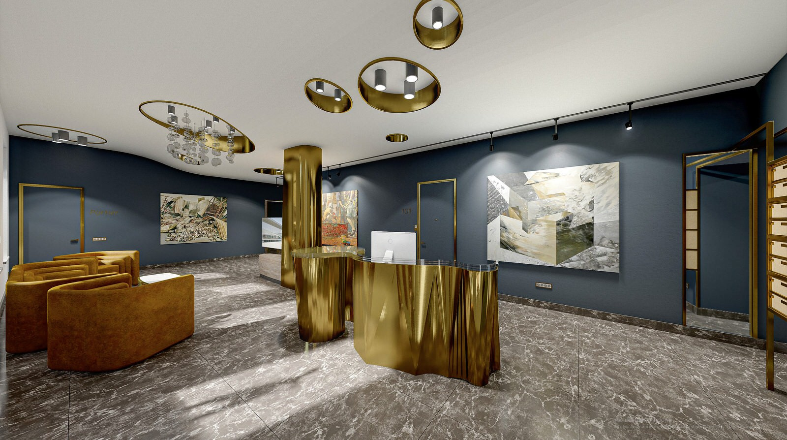 Apart hotel vestibule                       Вестибюль апарт-отеля