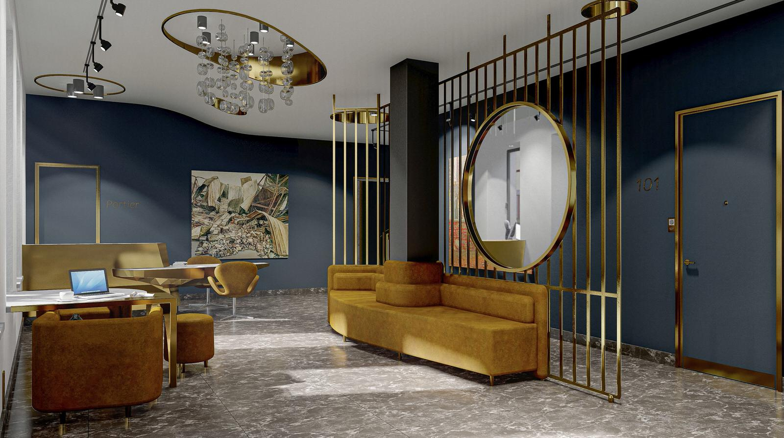 Apart hotel vestibule                       Вестибюль апарт-отеля