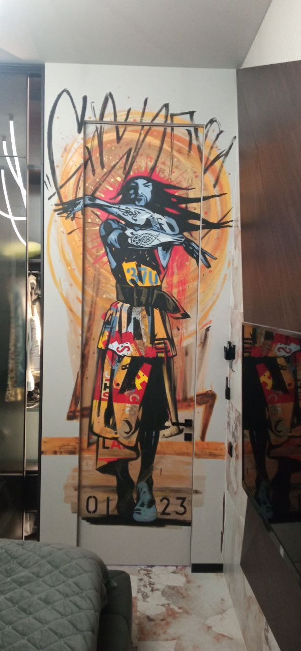 Роспись двери "Индеец"