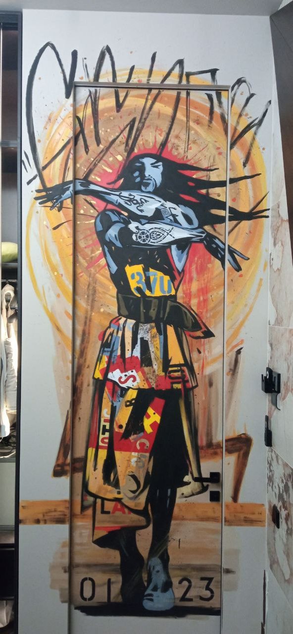 Роспись двери "Индеец"