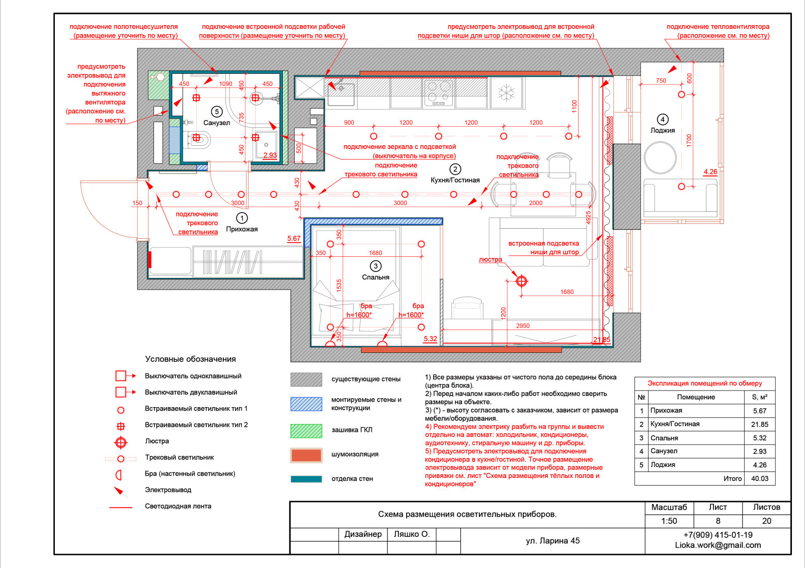 Проект квартиры-студии Ларина