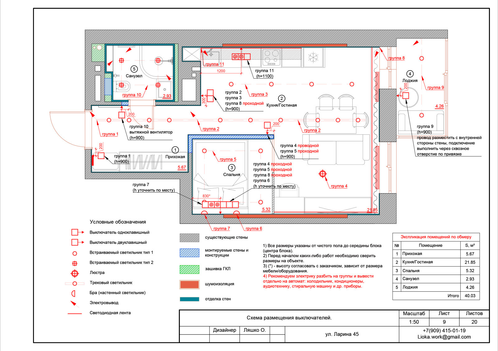 Проект квартиры-студии Ларина