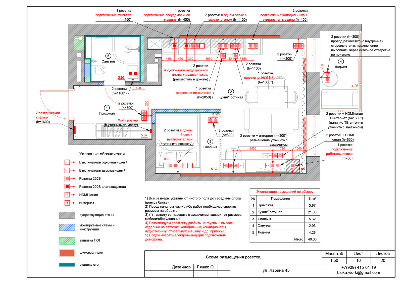 Проект квартиры-студии Ларина