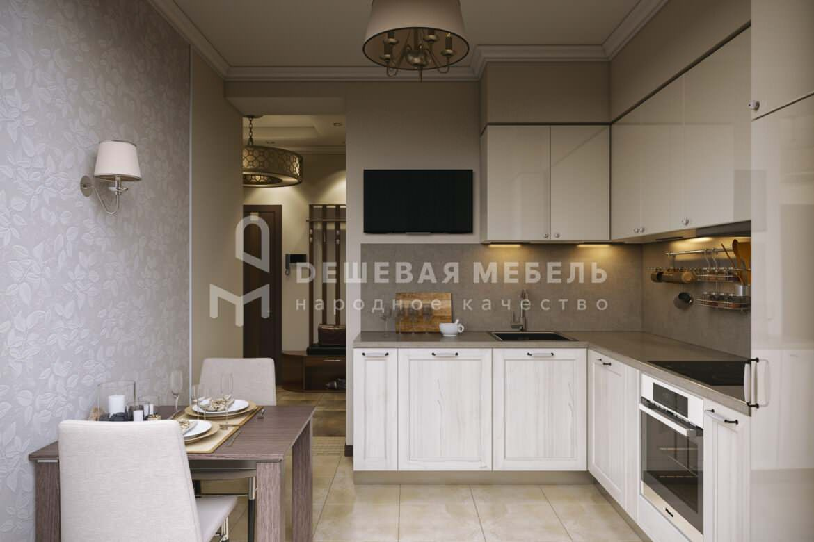 Светлая угловая кухня "Анна арт.2" из МДФ под дерево