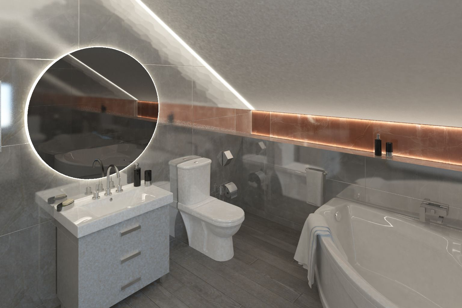 Дизайн-проект 2 этажа коттеджа,  100 кв.м.. Совместный проект с В. Кархалевой