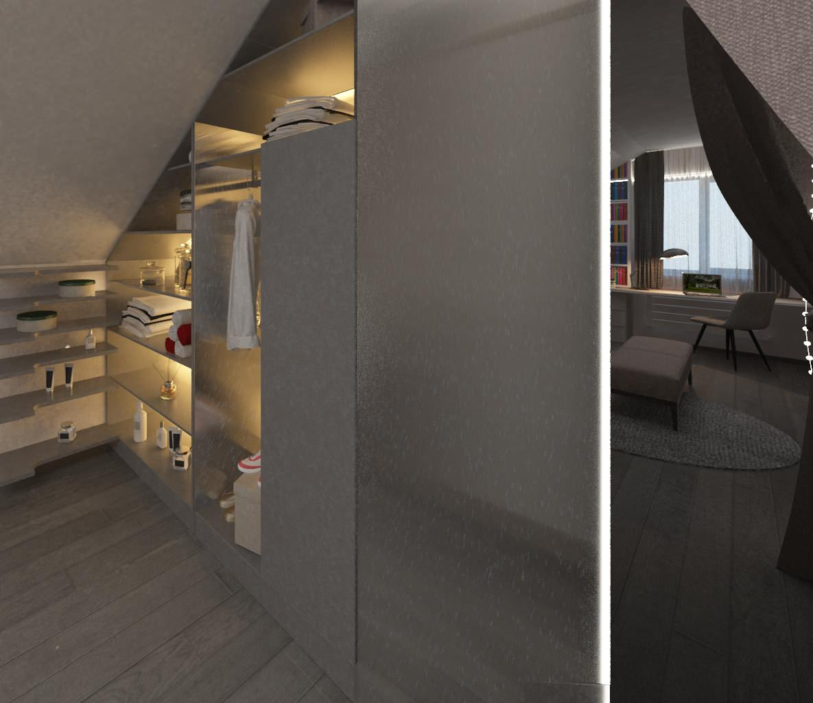 Дизайн-проект 2 этажа коттеджа,  100 кв.м.. Совместный проект с В. Кархалевой