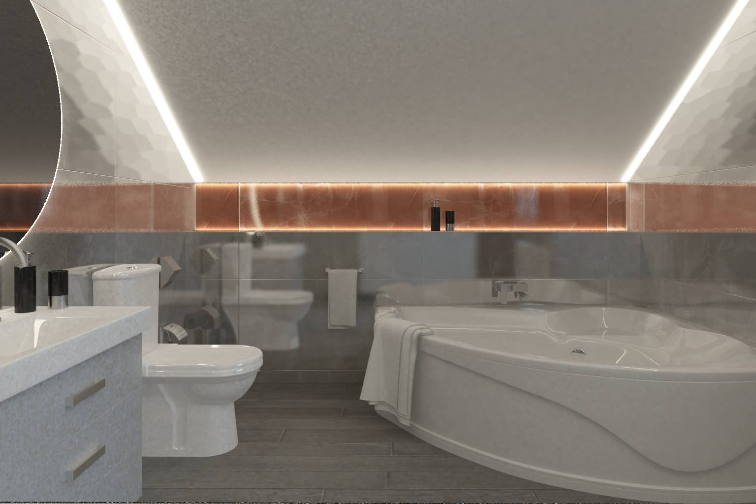 Дизайн-проект 2 этажа коттеджа,  100 кв.м.. Совместный проект с В. Кархалевой