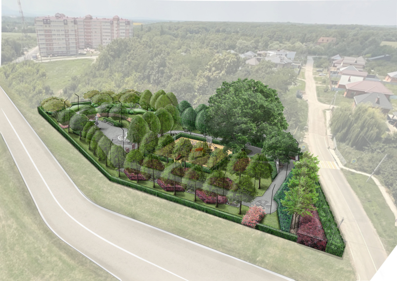 Дизайн-проект благоустройства территории парка РГО, пгт. Афипский