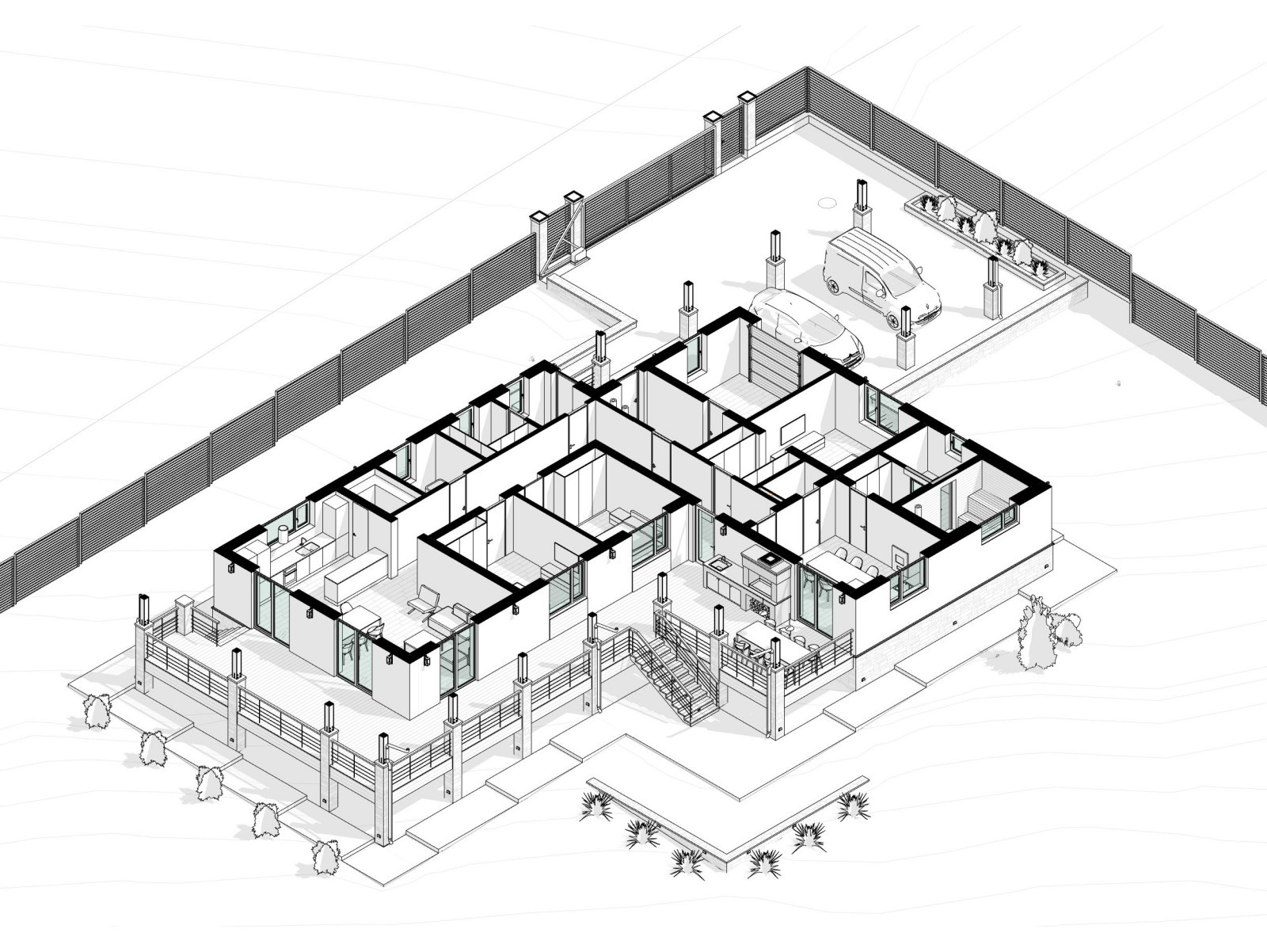Одноэтажный дом 200 кв.м на склоне