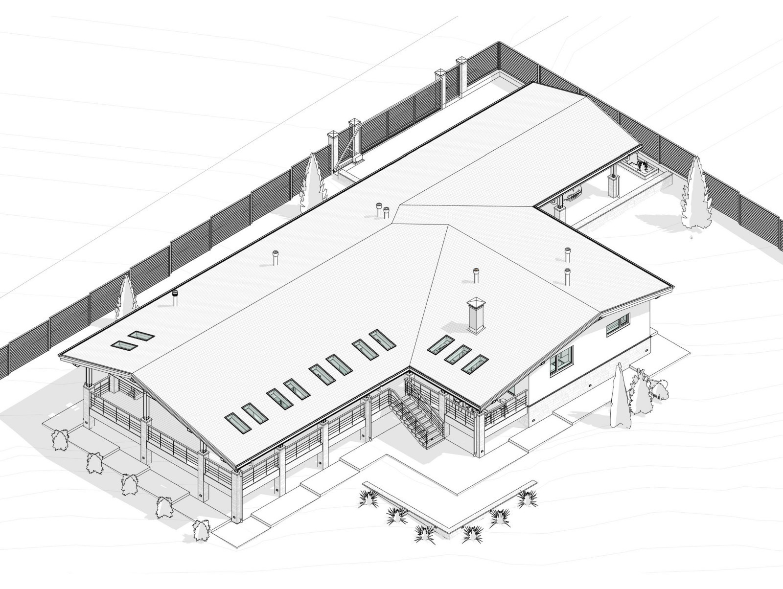Одноэтажный дом 200 кв.м на склоне