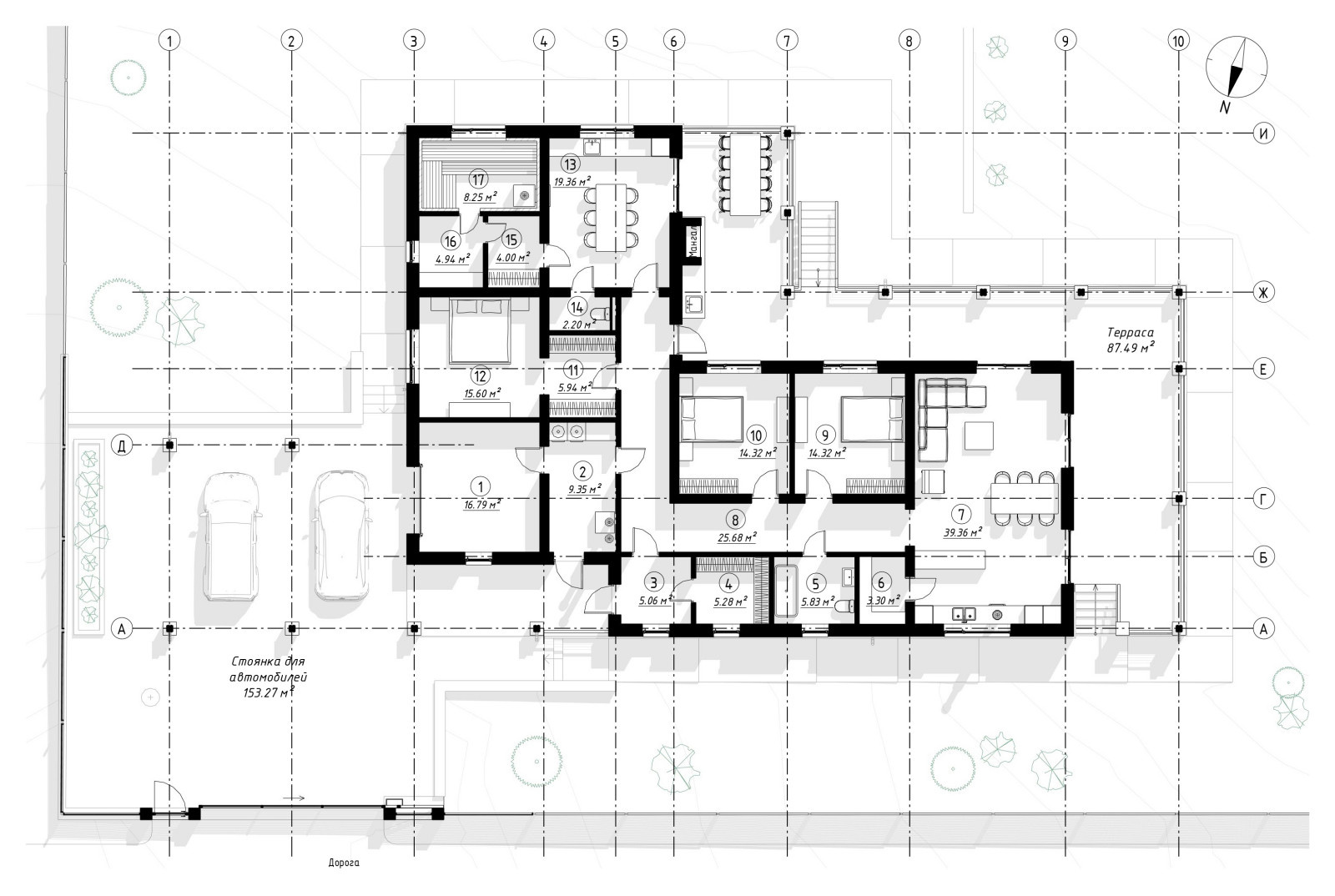 Одноэтажный дом 200 кв.м на склоне